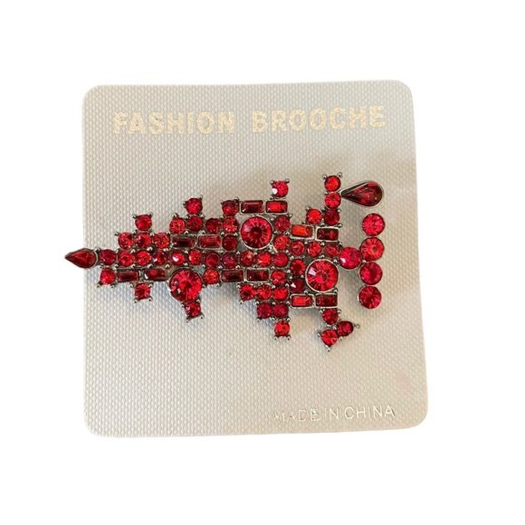 Fashion Brooche Multiple Red Cluster Pin Silvertone Setting Cluster Brooch - Picture 3 of 7